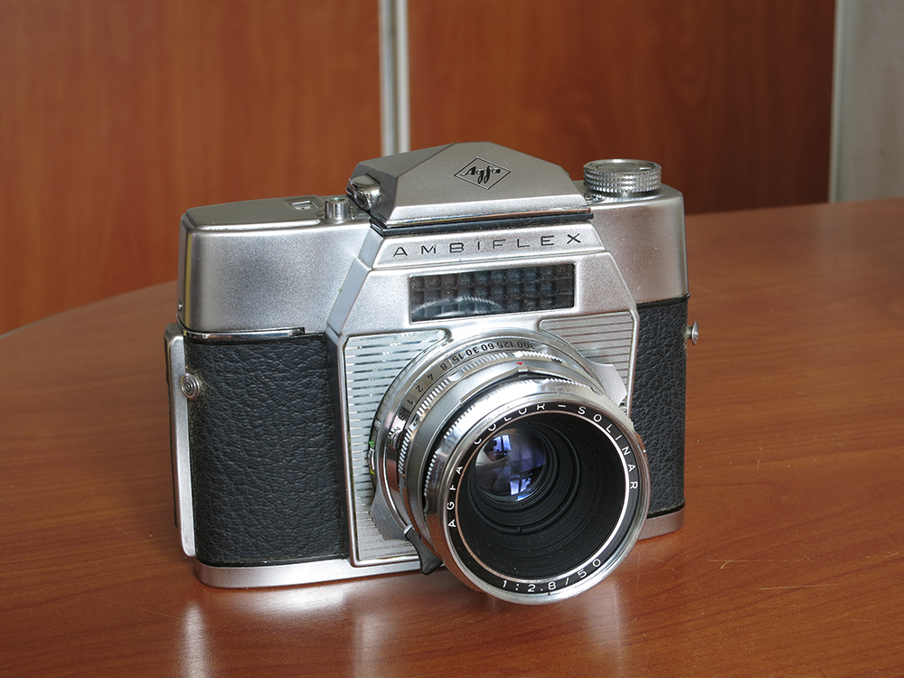 the Agfa Ambiflex: a big SLR camera with a lot of chrome